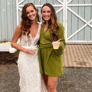 Princess Polly mini green wrap dress